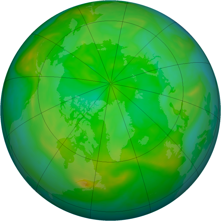Arctic ozone map for 08 July 2007